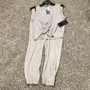 Light Gray Twist Front Top and Jogger Set